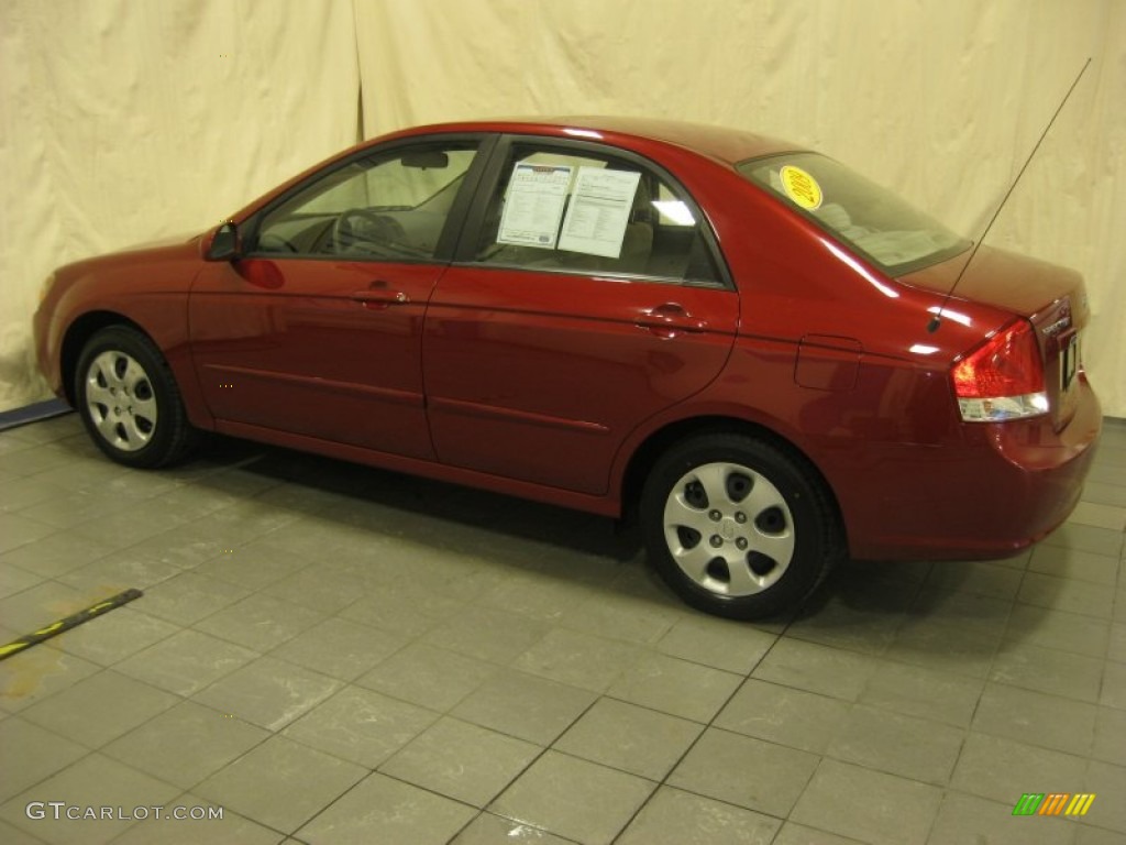 2009 Spectra EX Sedan - Spicy Red Metallic / Gray photo #9