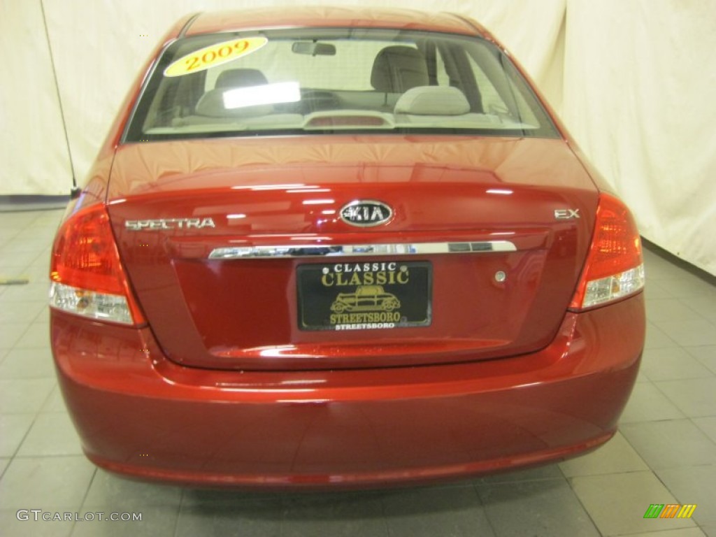2009 Spectra EX Sedan - Spicy Red Metallic / Gray photo #11