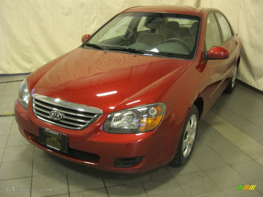 2009 Spectra EX Sedan - Spicy Red Metallic / Gray photo #19