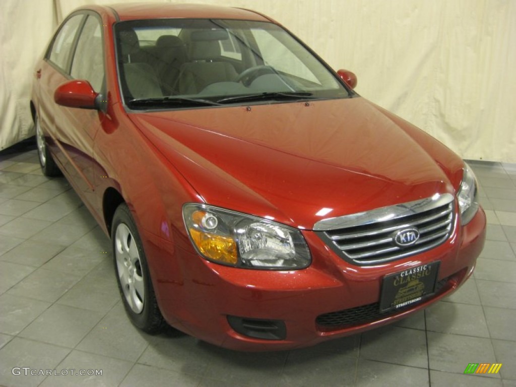 2009 Spectra EX Sedan - Spicy Red Metallic / Gray photo #21