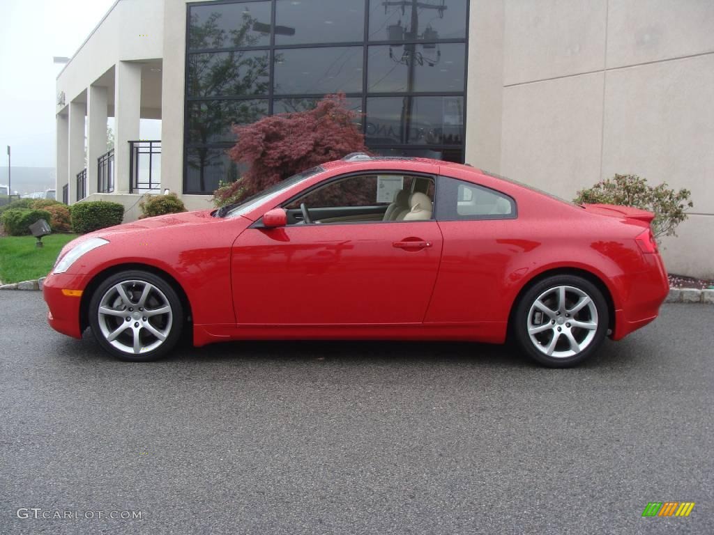 2007 G 35 Coupe - Laser Red / Wheat Beige photo #3
