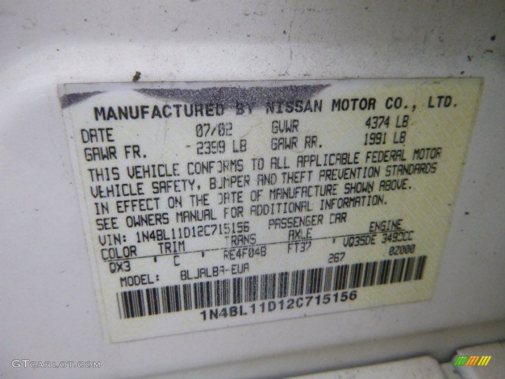 2002 Altima 3.5 SE - Cloud White / Blond Beige photo #19
