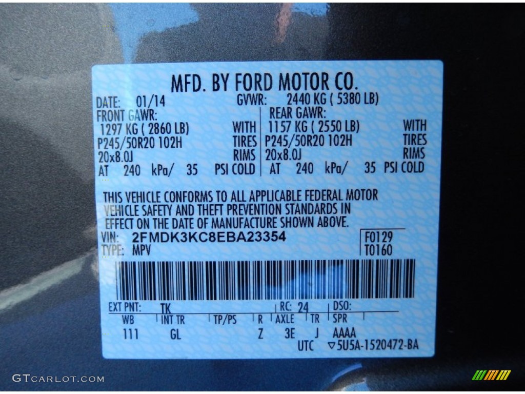 2014 Ford Edge Limited Color Code Photos