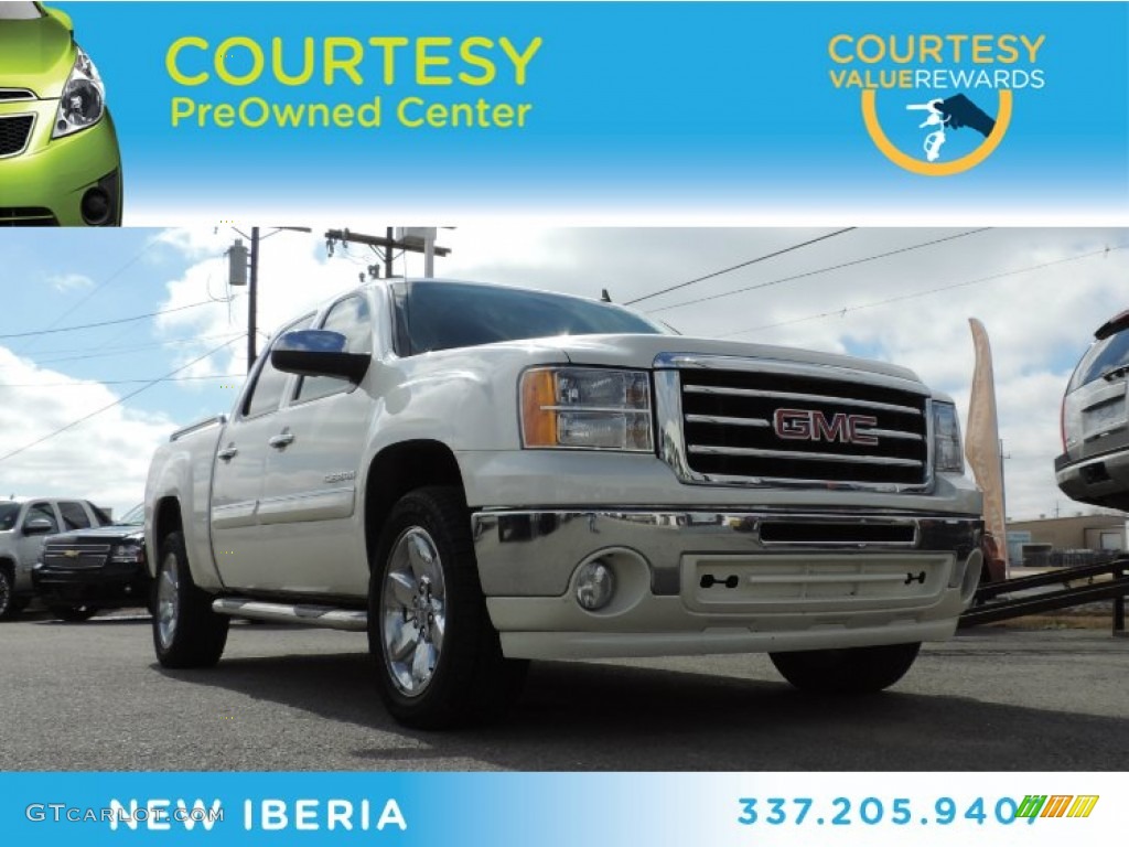 2012 Sierra 1500 SLE Crew Cab - White Diamond Tricoat / Dark Titanium/Light Titanium photo #1
