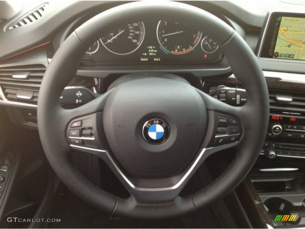 2014 BMW X5 sDrive35i Black Steering Wheel Photo #90350622