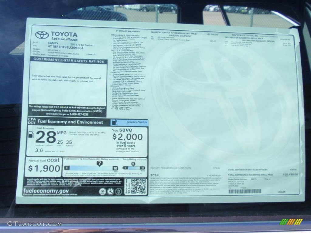 2014 Camry SE - Super White / Black/Ash photo #35