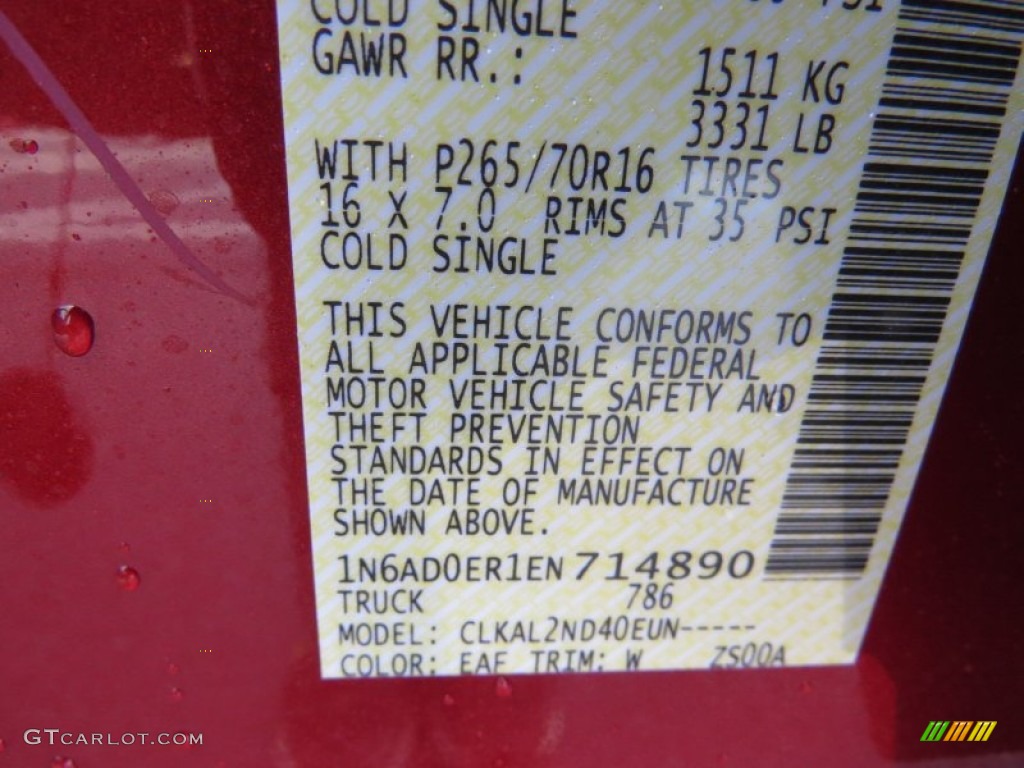 2014 Frontier Color Code EAF for Lava Red Photo #90358720