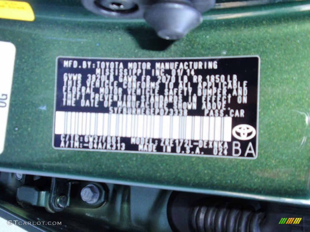 2014 Corolla Color Code 6W3 for 4Evergreen Mica Photo #90358819