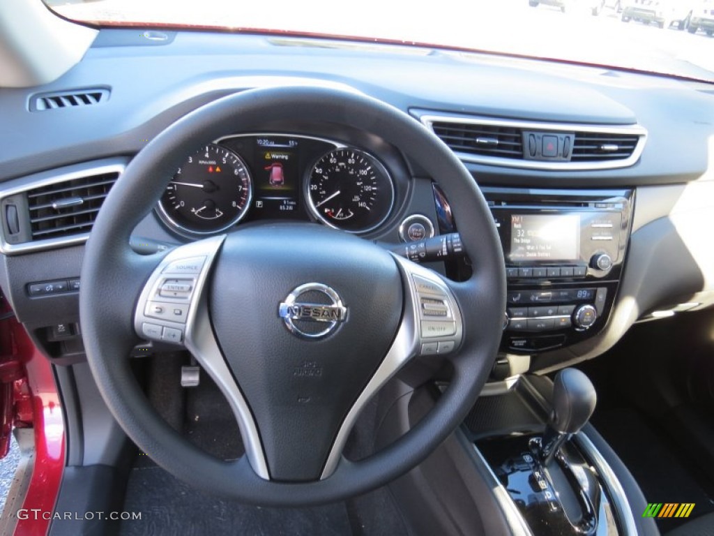 2014 Nissan Rogue SV Charcoal Steering Wheel Photo #90359389