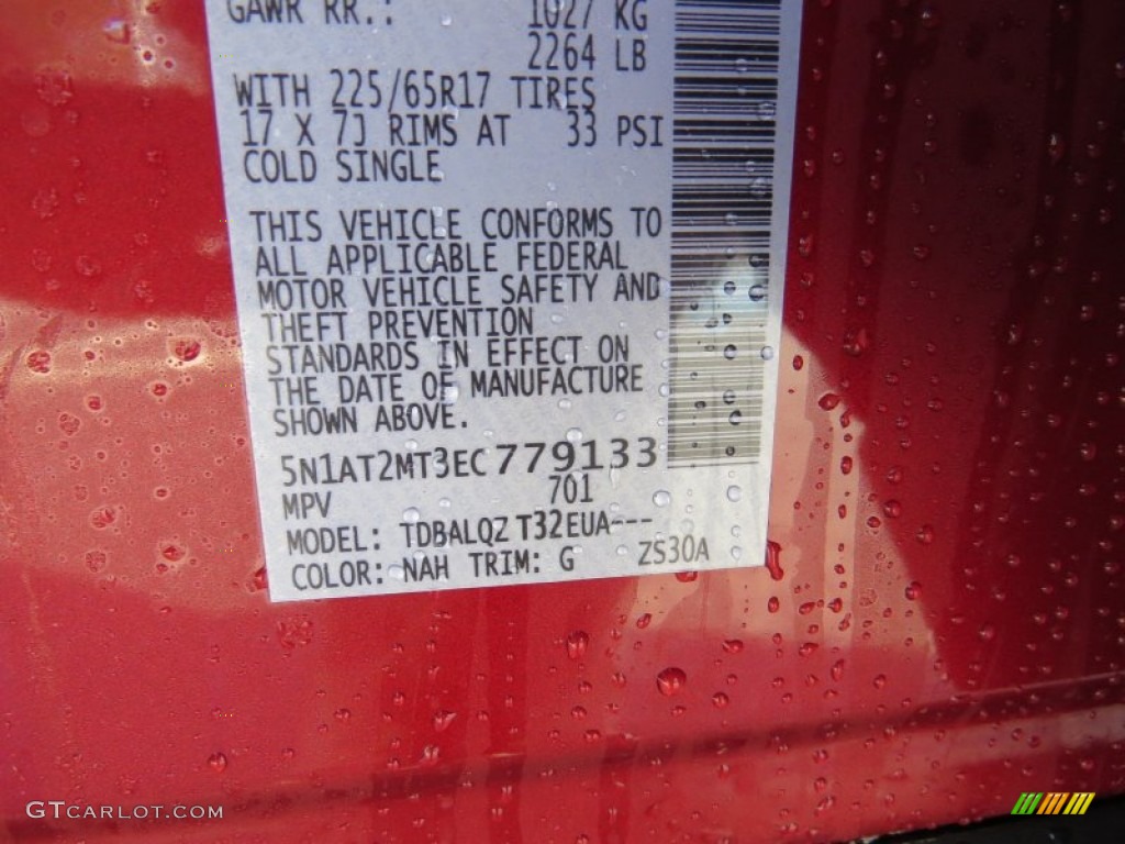 2014 Rogue Color Code NAH for Cayenne Red Photo #90359512