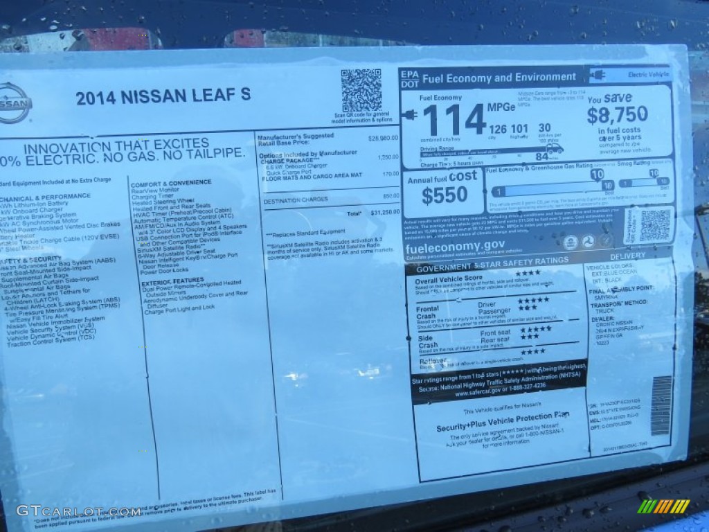 2014 Nissan LEAF S Window Sticker Photo #90362011