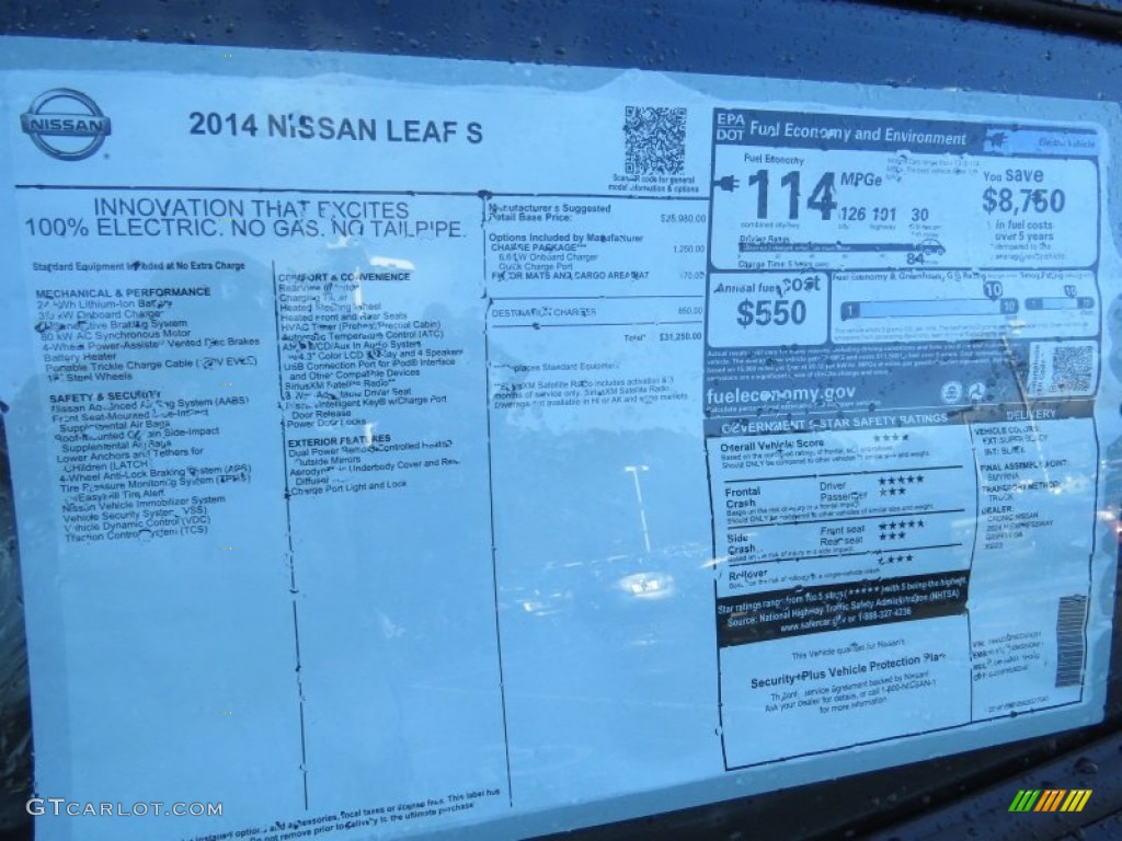 2014 Nissan LEAF S Window Sticker Photo #90363592
