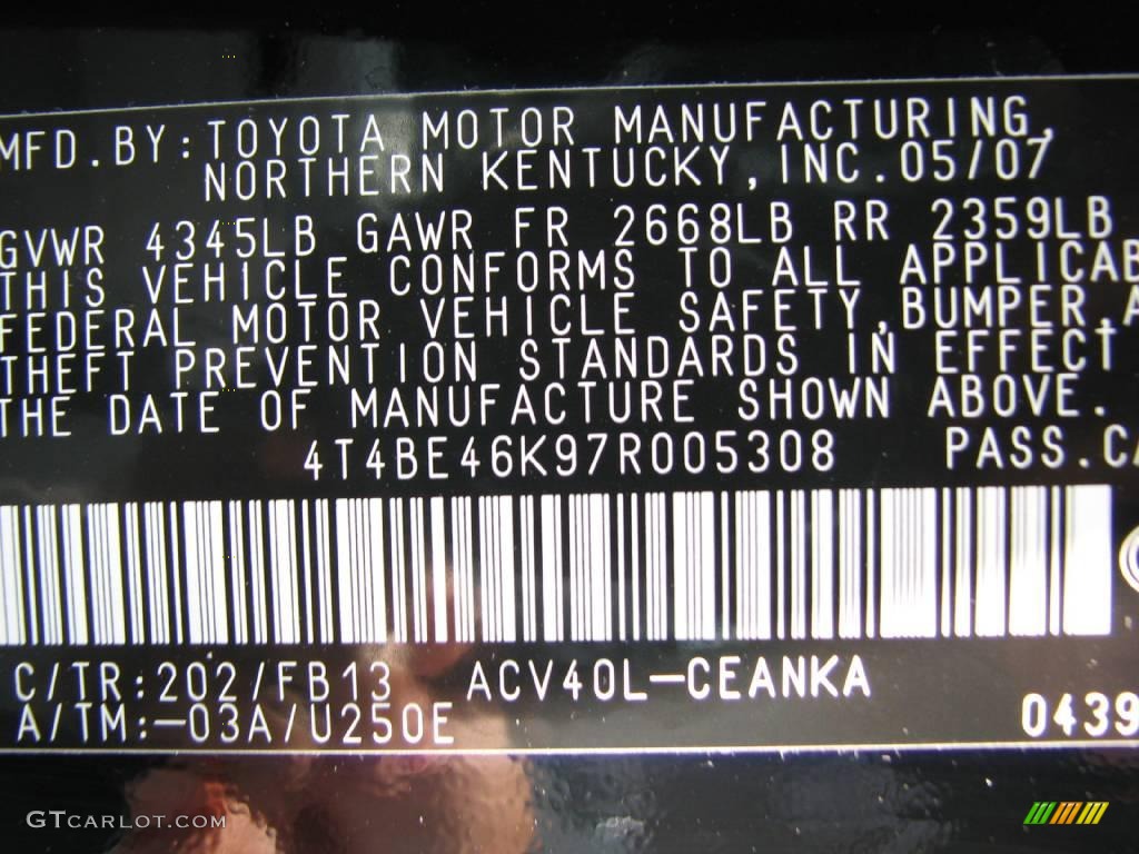 2007 Camry LE - Black / Ash photo #15