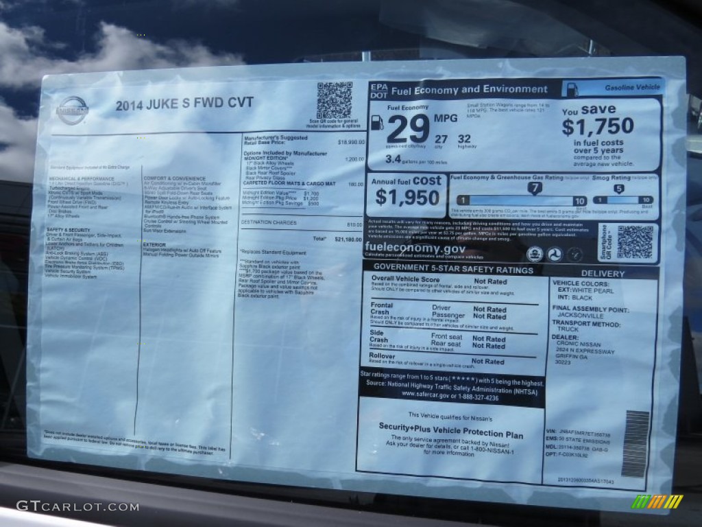 2014 Nissan Juke S Window Sticker Photos