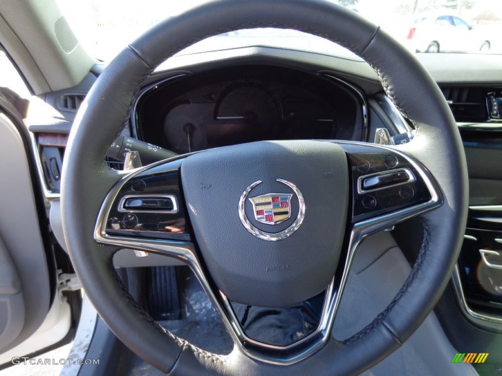 2014 Cadillac CTS Sedan Medium Titanium/Jet Black Steering Wheel Photo #90370367