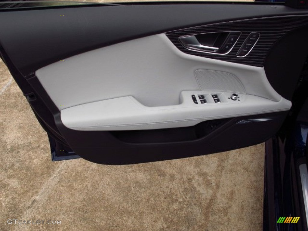2014 Audi RS 7 4.0 TFSI quattro Lunar Silver Valcona Leather w/Honeycomb Stitching Door Panel Photo #90373670