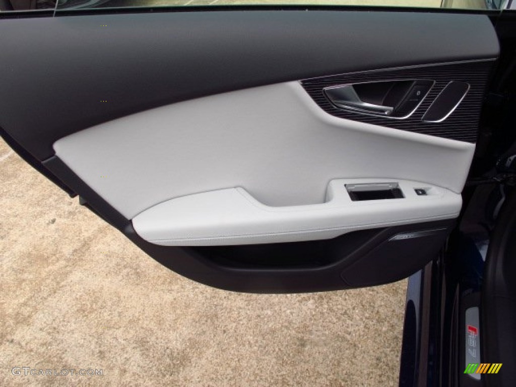 2014 Audi RS 7 4.0 TFSI quattro Lunar Silver Valcona Leather w/Honeycomb Stitching Door Panel Photo #90373748