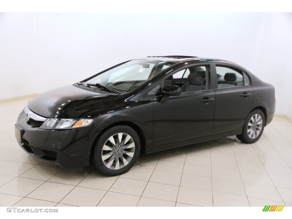 Crystal Black Pearl 2009 Honda Civic EX Sedan Exterior Photo #90375797