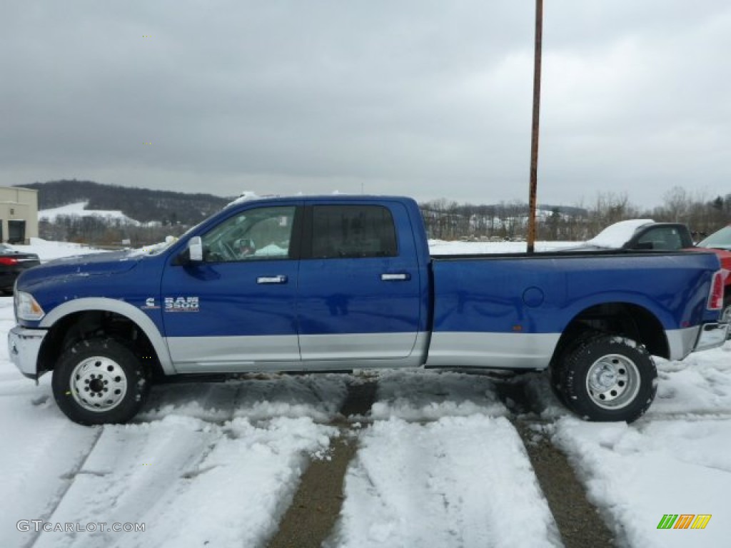 2014 3500 Laramie Crew Cab 4x4 Dually - True Blue Pearl / Black photo #2