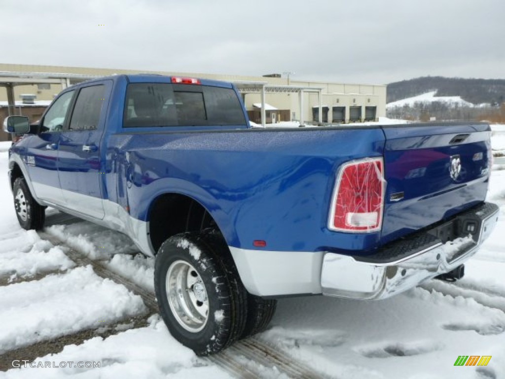 2014 3500 Laramie Crew Cab 4x4 Dually - True Blue Pearl / Black photo #3