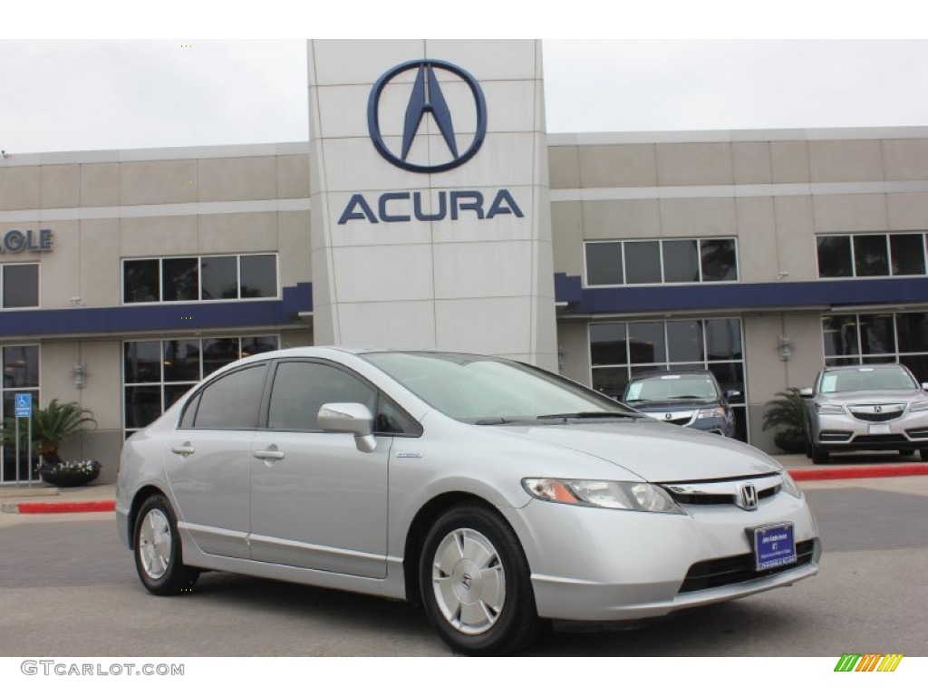 2007 Civic Hybrid Sedan - Alabaster Silver Metallic / Blue photo #1