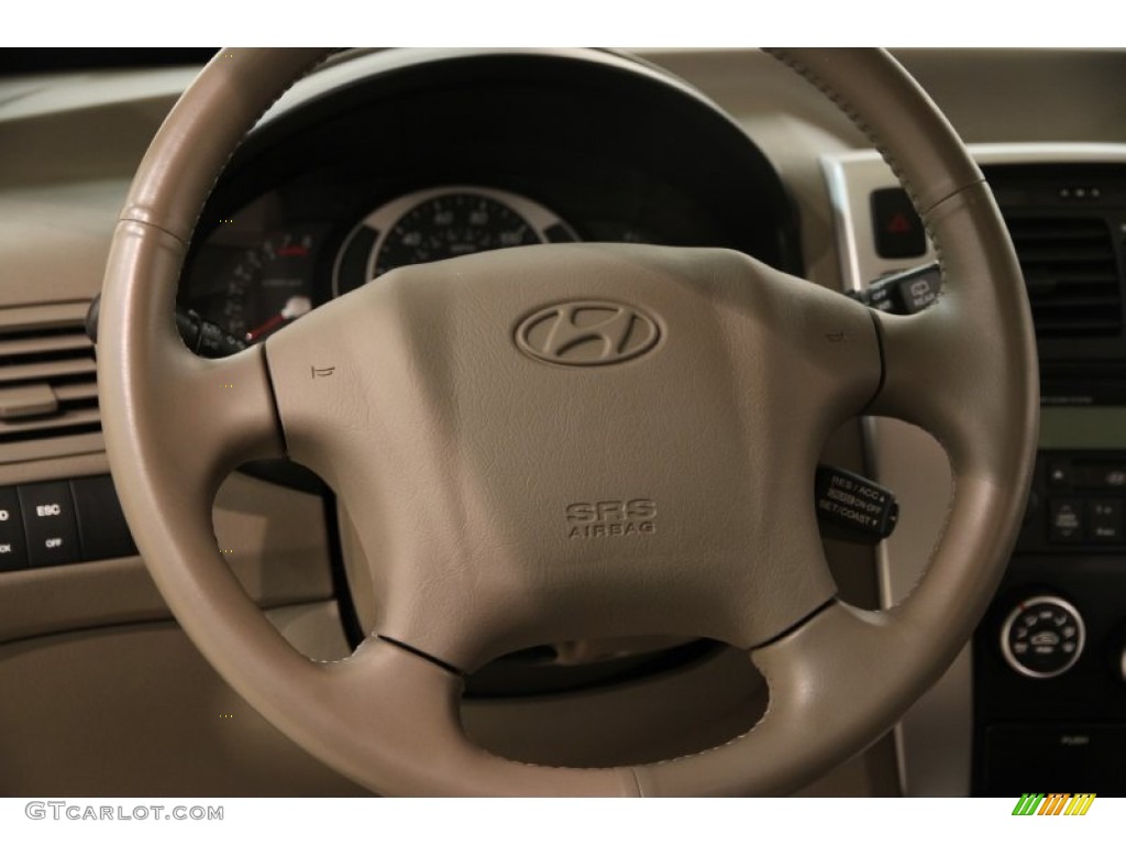 2007 Hyundai Tucson SE 4WD Beige Steering Wheel Photo #90378554