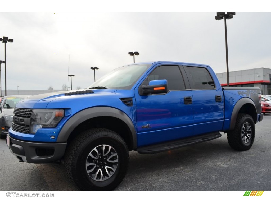 2013 F150 SVT Raptor SuperCrew 4x4 - Blue Flame Metallic / Raptor Black Leather/Cloth photo #3