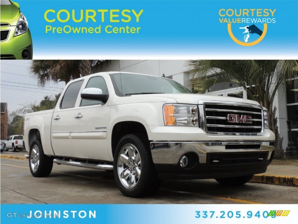2012 Sierra 1500 SLT Crew Cab 4x4 - White Diamond Tricoat / Dark Titanium/Light Titanium photo #1