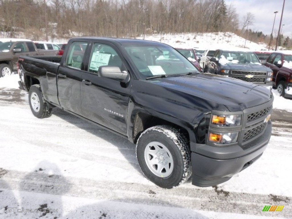 2014 Silverado 1500 WT Double Cab 4x4 - Black / Jet Black/Dark Ash photo #3