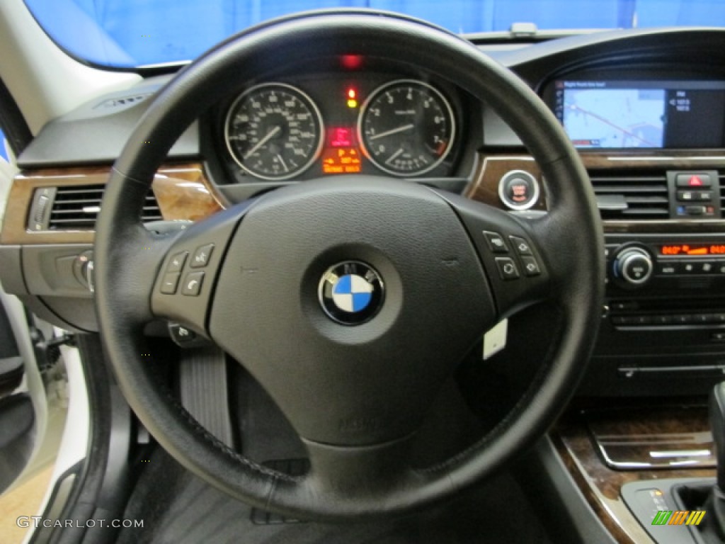 2009 BMW 3 Series 328i Sedan Black Steering Wheel Photo #90399619