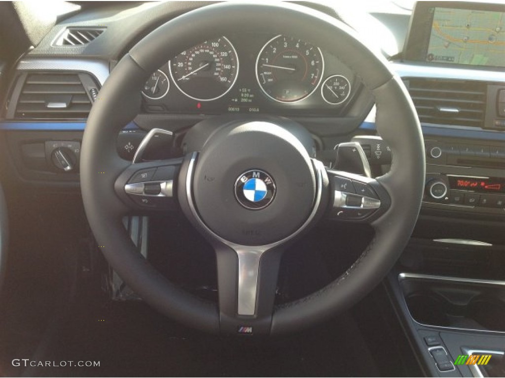 2014 BMW 3 Series 335i Sedan Black Steering Wheel Photo #90400095