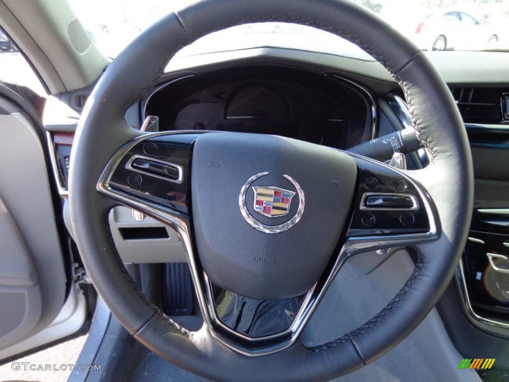 2014 Cadillac CTS Sedan Medium Titanium/Jet Black Steering Wheel Photo #90404945