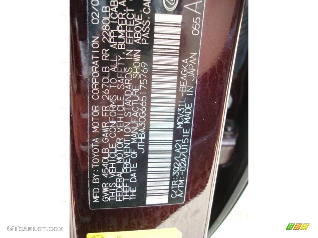 2006 ES 330 - Black Garnet Pearl / Black photo #14