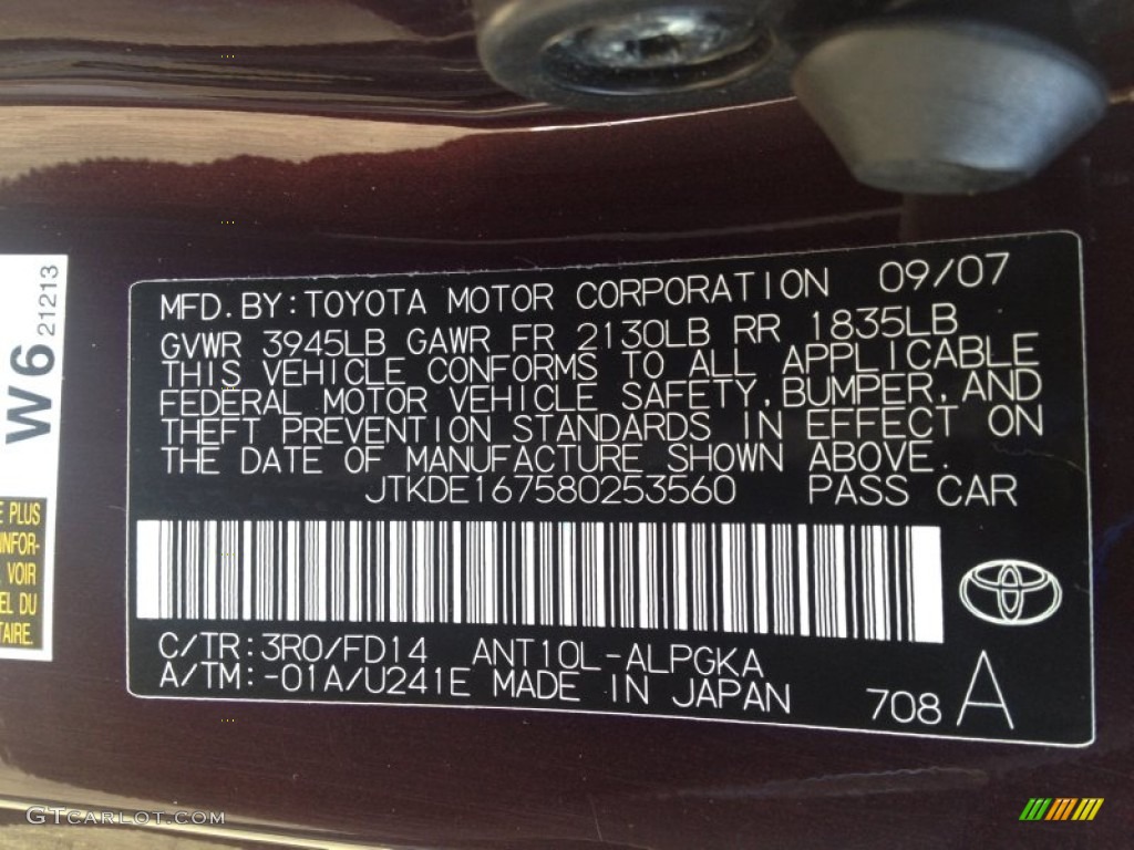 2008 tC Color Code 3R0 for Sizzling Crimson Red Mica Photo #90406655