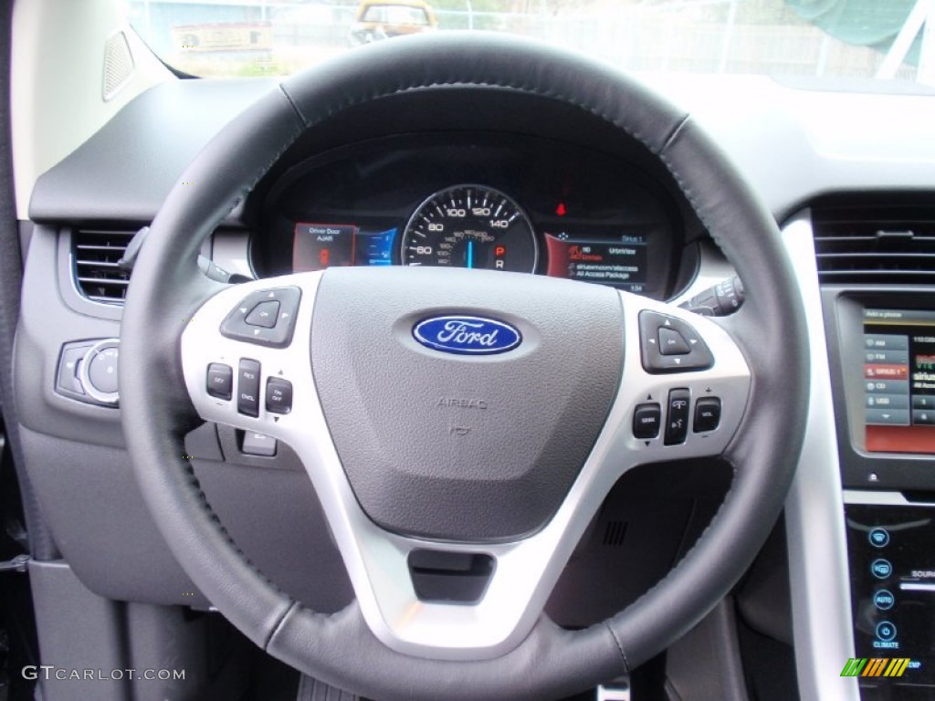 2014 Ford Edge Sport Sport Charcoal Black/Silver Smoke Metallic Steering Wheel Photo #90411682
