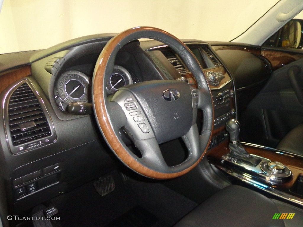 2013 Infiniti QX 56 4WD Graphite Steering Wheel Photo #90412101