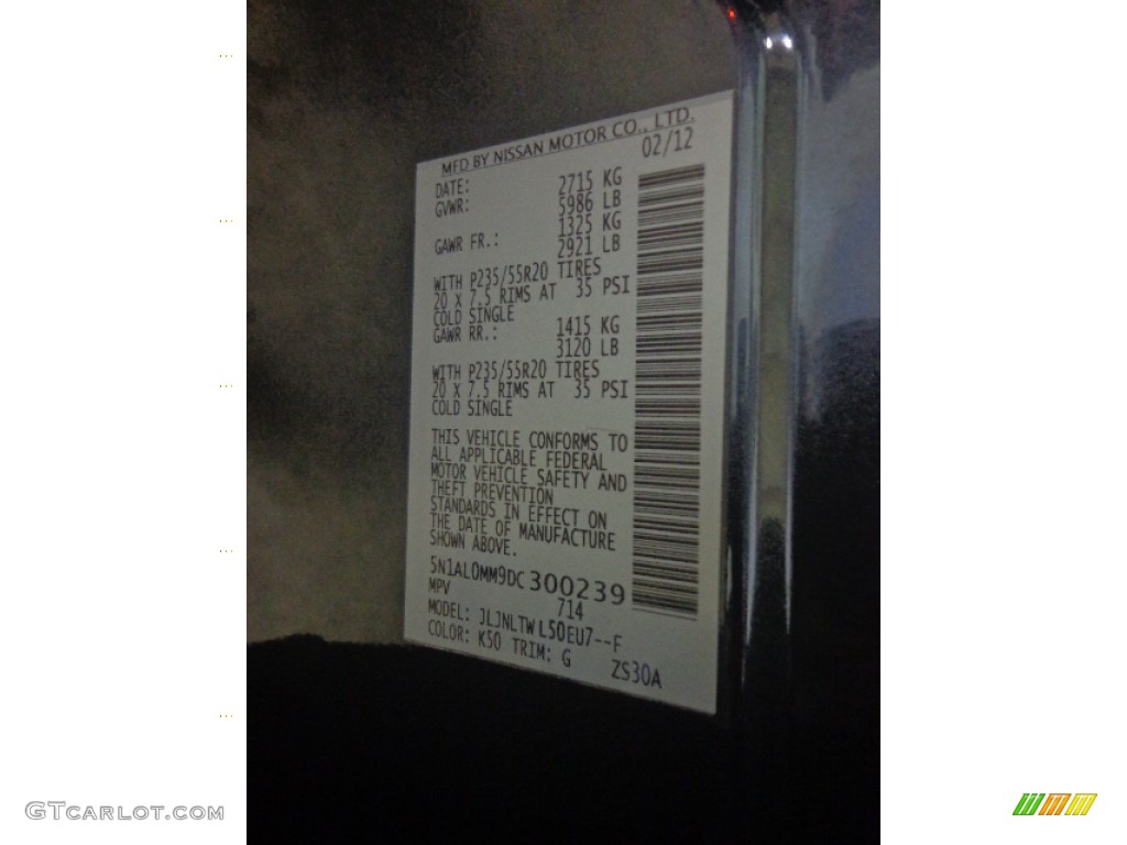 2013 JX Color Code K50 for Diamond Slate Photo #90412968