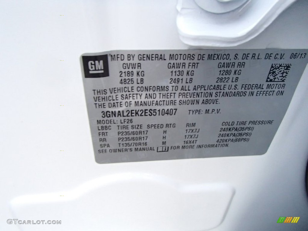 2014 Chevrolet Captiva Sport LS Info Tag Photo #90420246