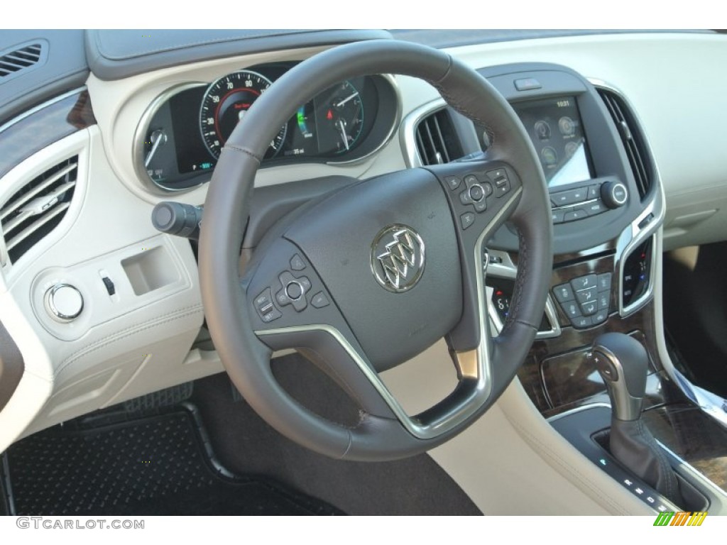 2014 Buick LaCrosse Leather Light Neutral Steering Wheel Photo #90423741