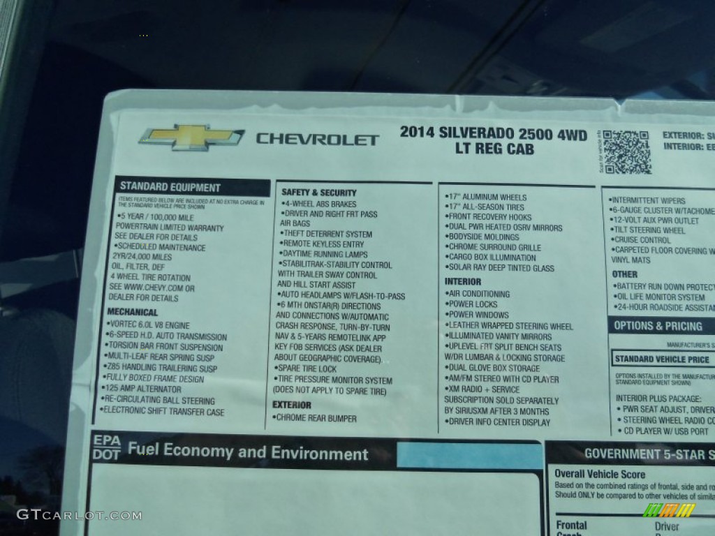 2014 Chevrolet Silverado 2500HD LT Regular Cab 4x4 Window Sticker Photo #90425616