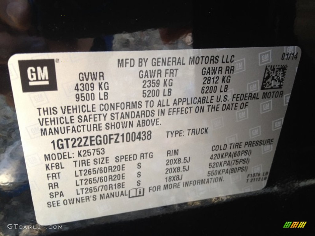 2015 GMC Sierra 2500HD SLT Double Cab 4x4 Info Tag Photos