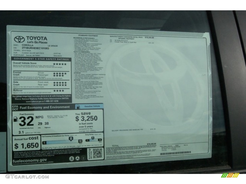 2014 Corolla LE - Classic Silver Metallic / Ash photo #10