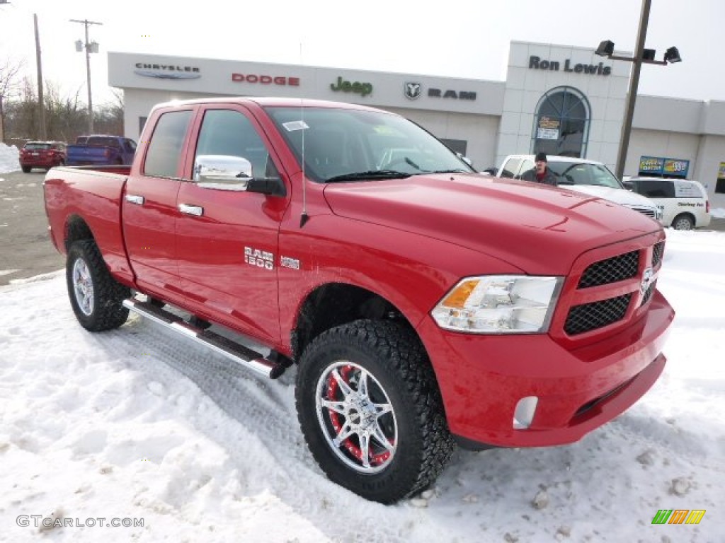 2014 1500 Express Quad Cab 4x4 - Flame Red / Black/Diesel Gray photo #4