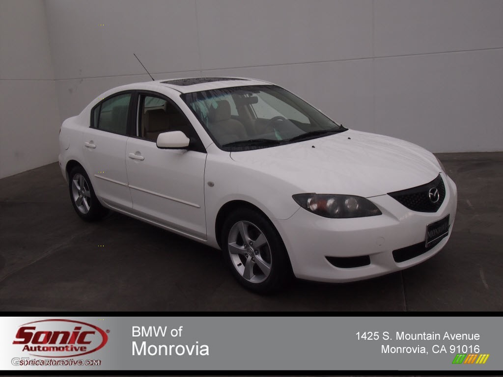 2004 MAZDA3 i Sedan - Rally White / Beige photo #1