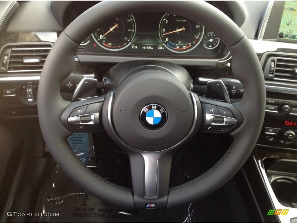2014 BMW 6 Series 640i Coupe Black Steering Wheel Photo #90457152