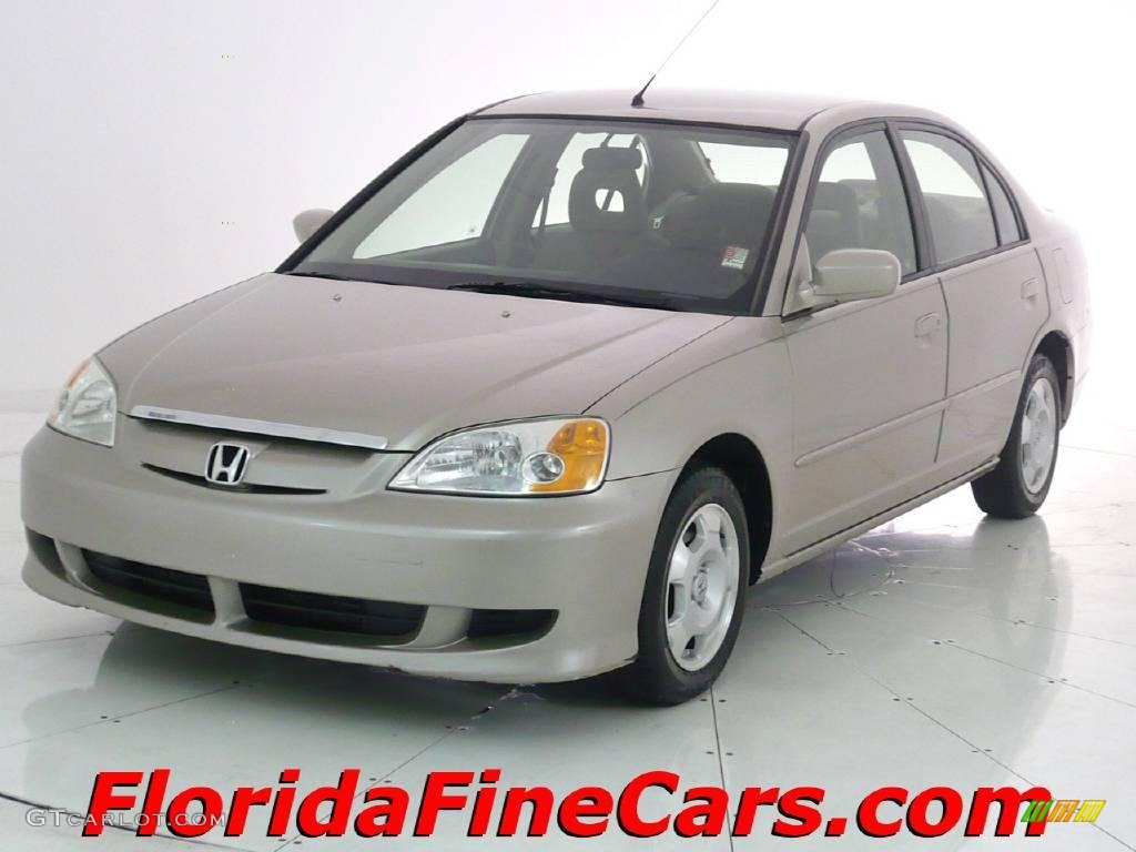 2003 Civic Hybrid Sedan - Shoreline Mist Metallic / Beige photo #1