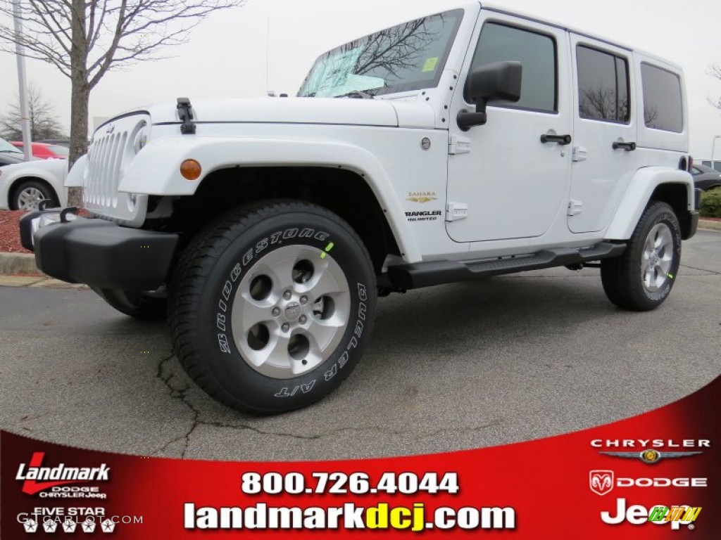 2014 Wrangler Unlimited Sahara 4x4 - Bright White / Black/Dark Saddle photo #1