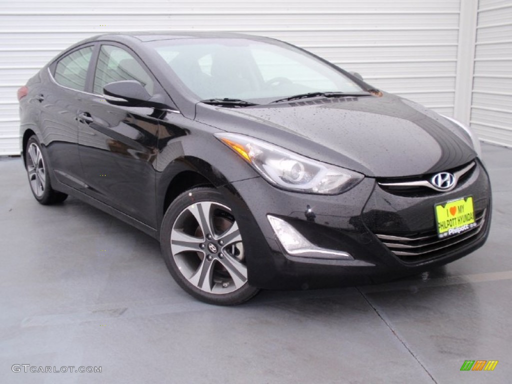 2014 Elantra Sport Sedan - Black Noir Pearl / Gray photo #2