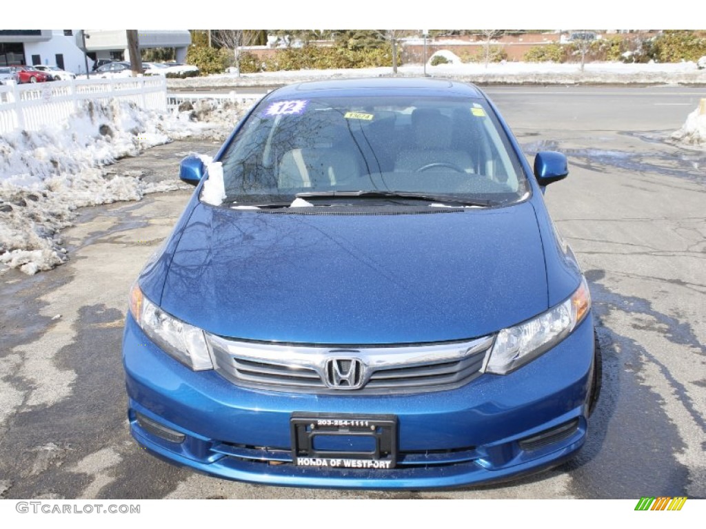 2012 Civic EX-L Sedan - Dyno Blue Pearl / Gray photo #2