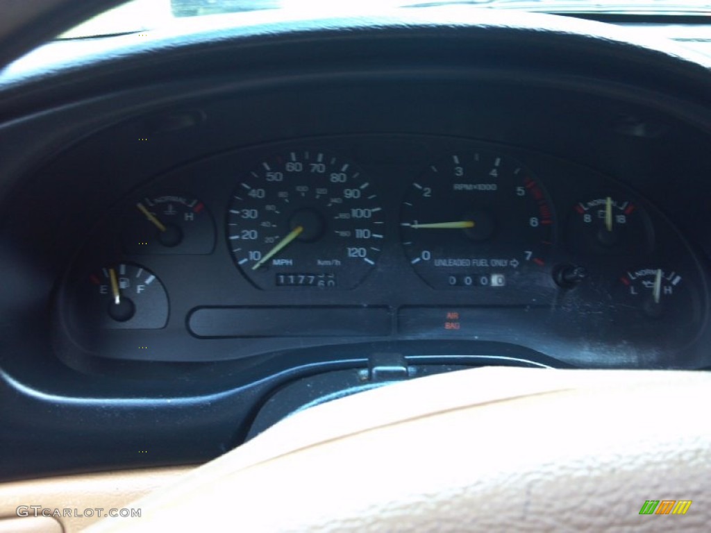 1995 Mustang V6 Coupe - Black / Saddle photo #12